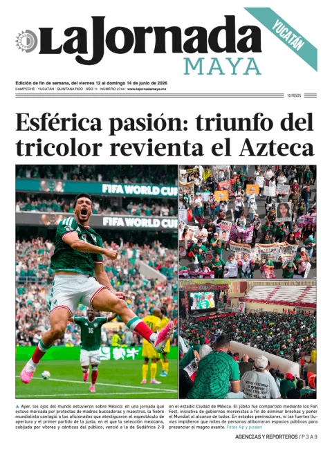 Portada de La Jornada Maya Yucatán del viernes, 12 de junio de 2026