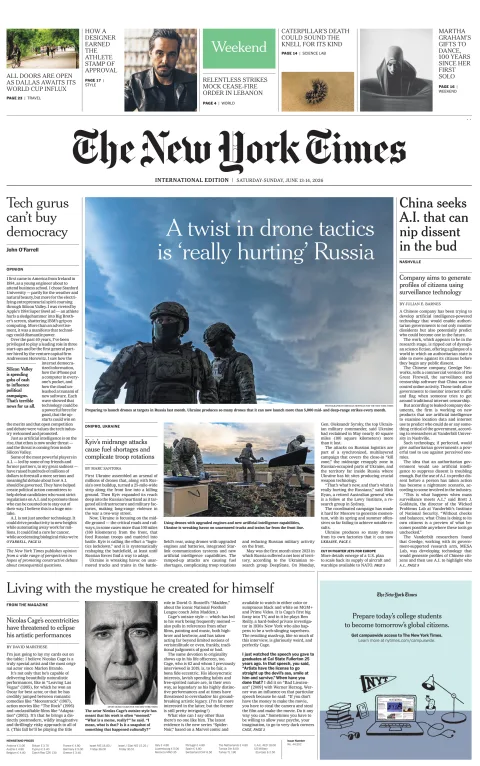 Portada de The New York Times (international)