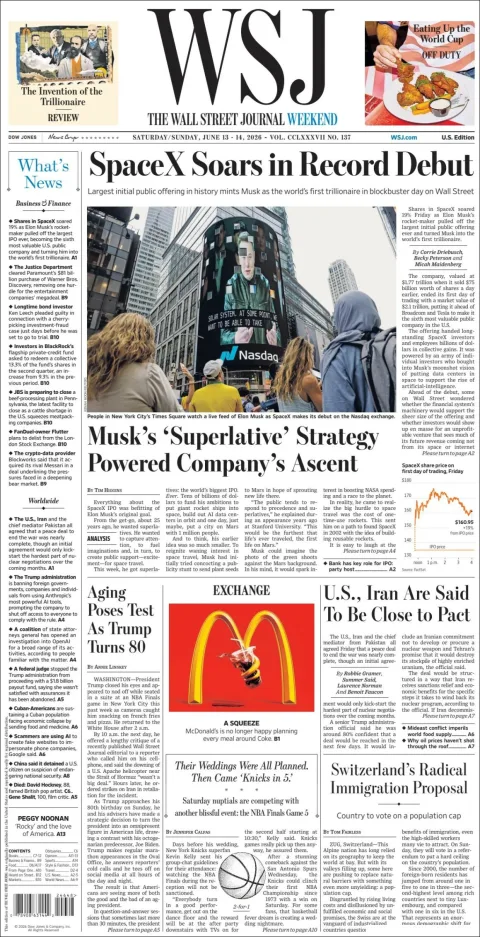 Portada de The Wall Street Journal