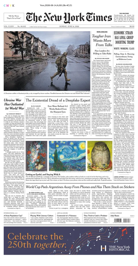 Portada de The New York Times (national) del domingo, 14 de junio de 2026