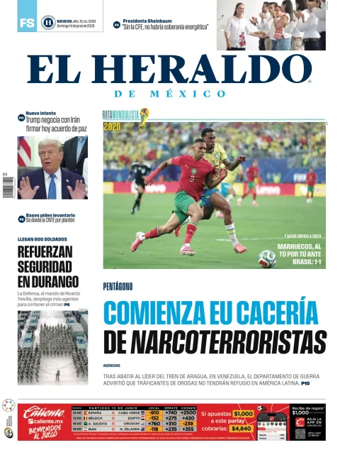 Portada de El Heraldo de Mexico del domingo, 14 de junio de 2026