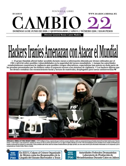 Portada de Diario Cambio 22 (contraportada) del domingo, 14 de junio de 2026