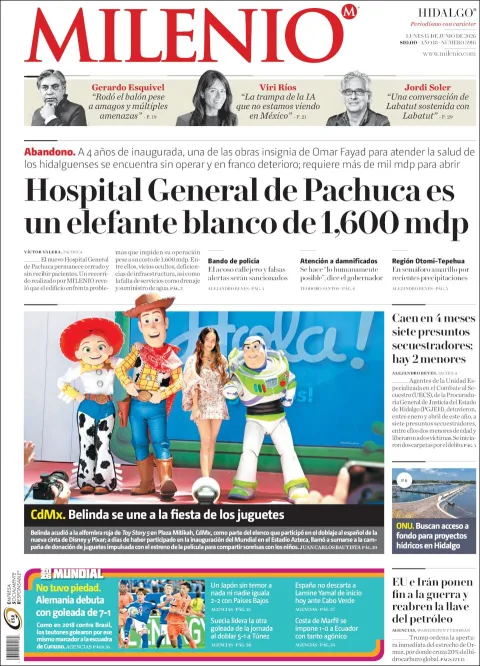 Portada de Milenio Hidalgo del lunes, 15 de junio de 2026