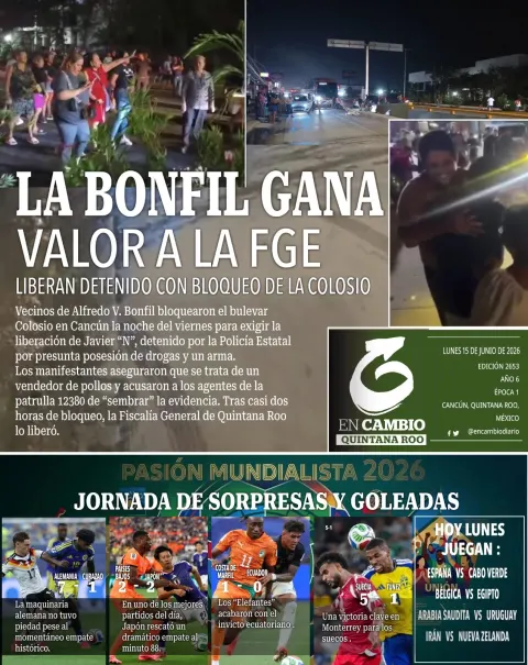 Portada de En Cambio - Quintana Roo (contraportada) del lunes, 15 de junio de 2026