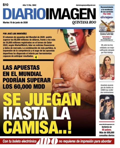 Portada de Diario Imagen Quintana Roo del martes, 16 de junio de 2026