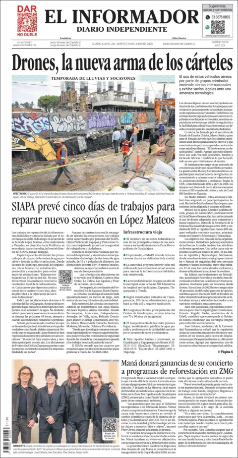 Portada de El Informador del martes, 16 de junio de 2026
