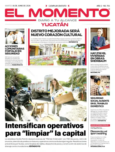 Portada de El Momento Yucatan del martes, 16 de junio de 2026