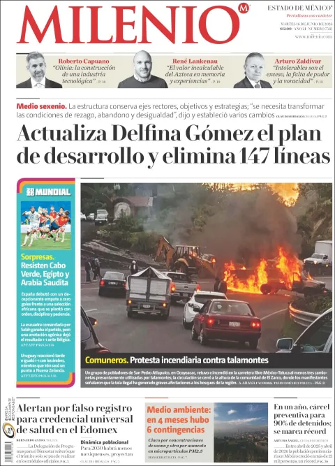 Portada de Milenio Edo de Mexico del martes, 16 de junio de 2026