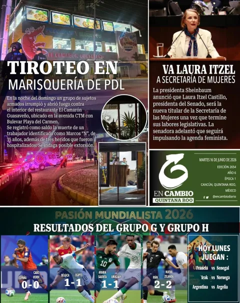 Portada de En Cambio - Quintana Roo (contraportada) del martes, 16 de junio de 2026