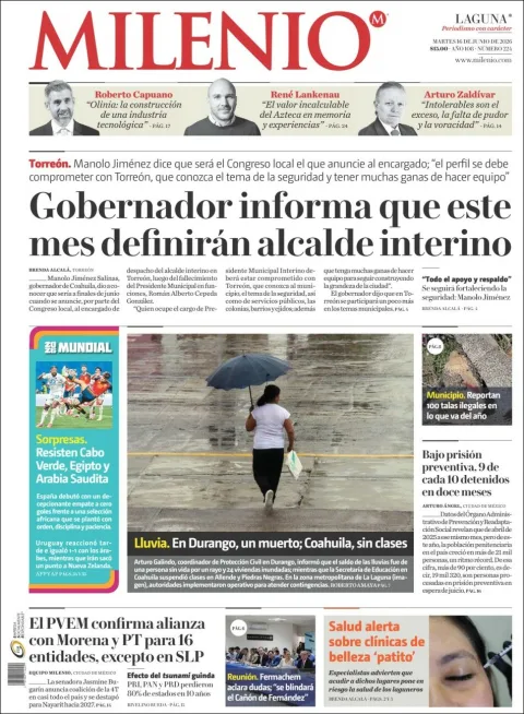 Portada de Milenio Laguna del martes, 16 de junio de 2026