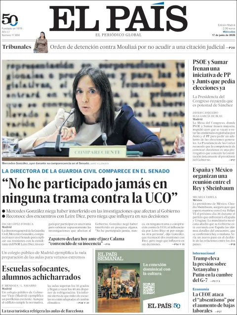 Portada de El Pais del miércoles, 17 de junio de 2026