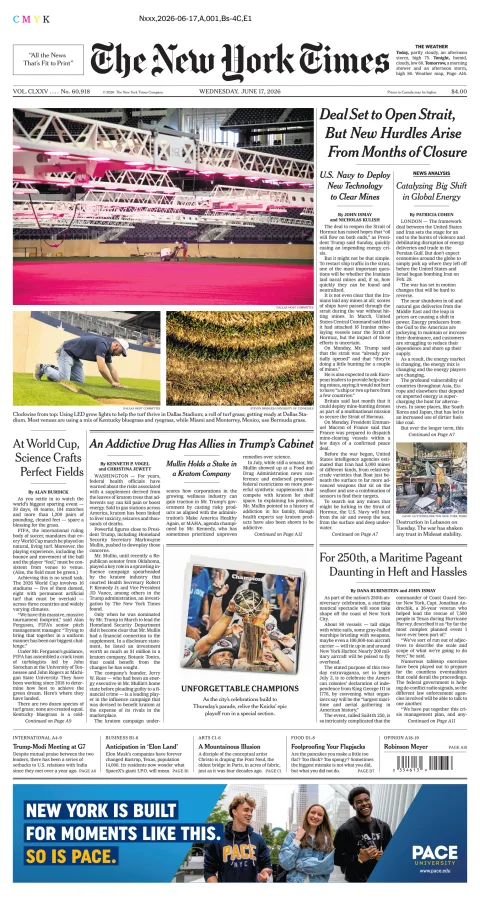 Portada de The New York Times (new York) del miércoles, 17 de junio de 2026