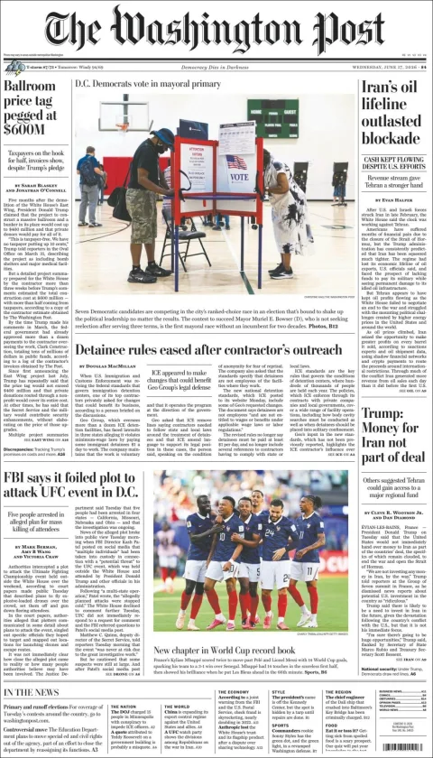 Portada de The Washington Post del miércoles, 17 de junio de 2026