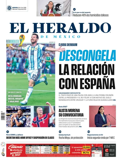 Portada de El Heraldo de Mexico del miércoles, 17 de junio de 2026
