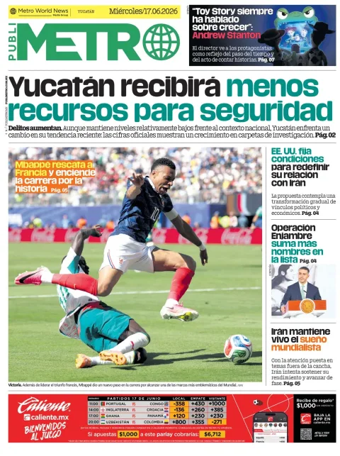 Portada de Publimetro Merida del miércoles, 17 de junio de 2026