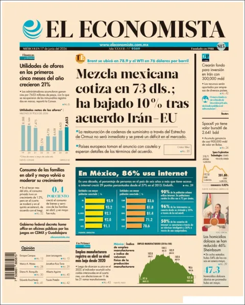 Portada de El Economista del miércoles, 17 de junio de 2026