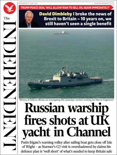 Portada de The Independent del miércoles, 17 de junio de 2026