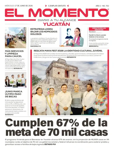 Portada de El Momento Yucatan del miércoles, 17 de junio de 2026