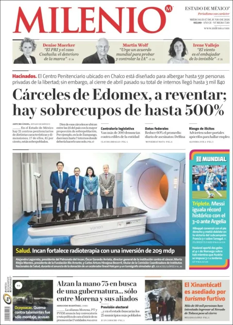 Portada de Milenio Edo de Mexico del miércoles, 17 de junio de 2026