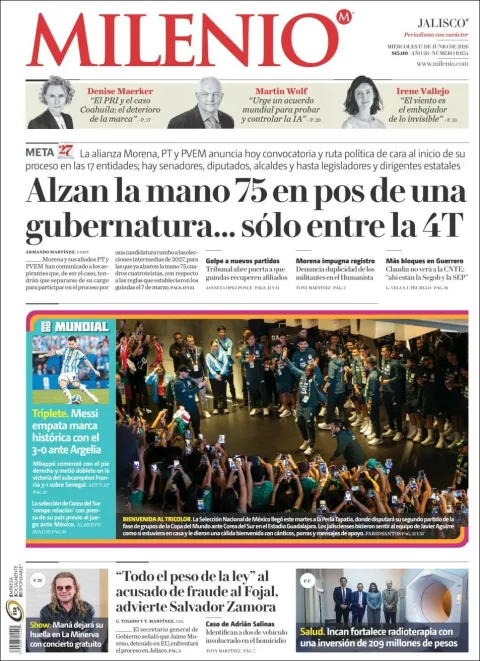 Portada de Milenio Jalisco del miércoles, 17 de junio de 2026