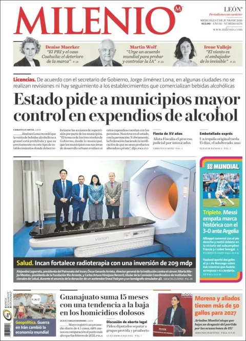 Portada de Milenio Leon del miércoles, 17 de junio de 2026