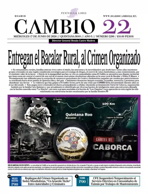 Portada de Diario Cambio 22 (contraportada) del miércoles, 17 de junio de 2026