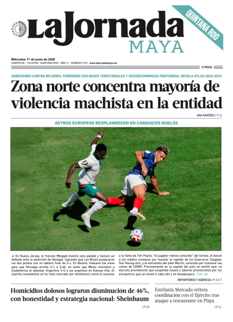 Portada de La Jornada Maya Quintana Roo del miércoles, 17 de junio de 2026