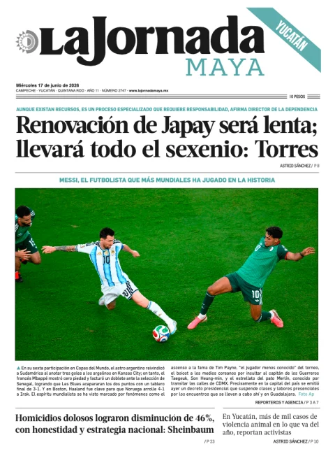 Portada de La Jornada Maya Yucatán del miércoles, 17 de junio de 2026