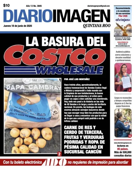 Portada de Diario Imagen Quintana Roo del jueves, 18 de junio de 2026