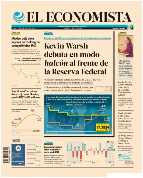 Portada de El Economista del jueves, 18 de junio de 2026