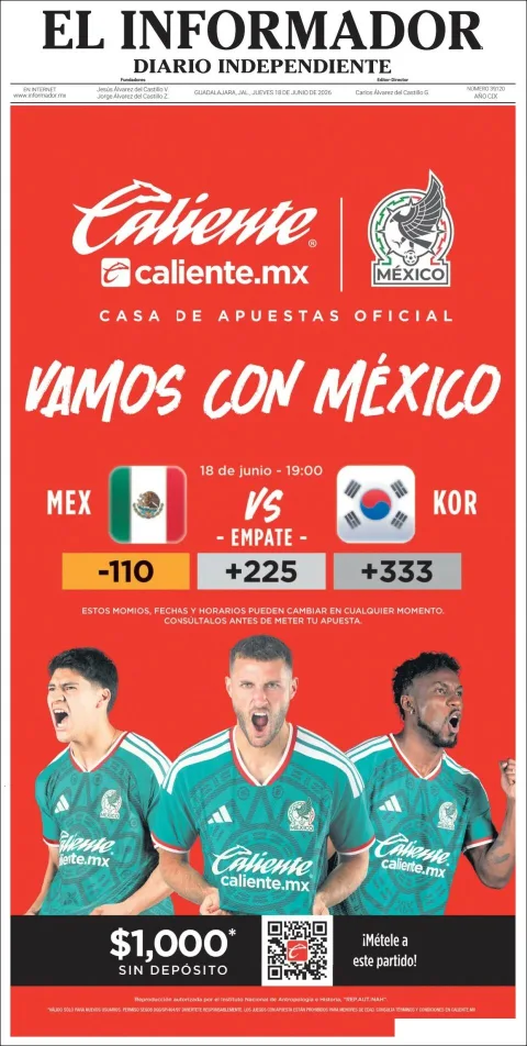 Portada de El Informador del jueves, 18 de junio de 2026
