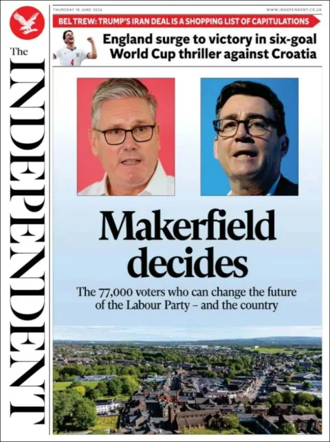 Portada de The Independent del jueves, 18 de junio de 2026