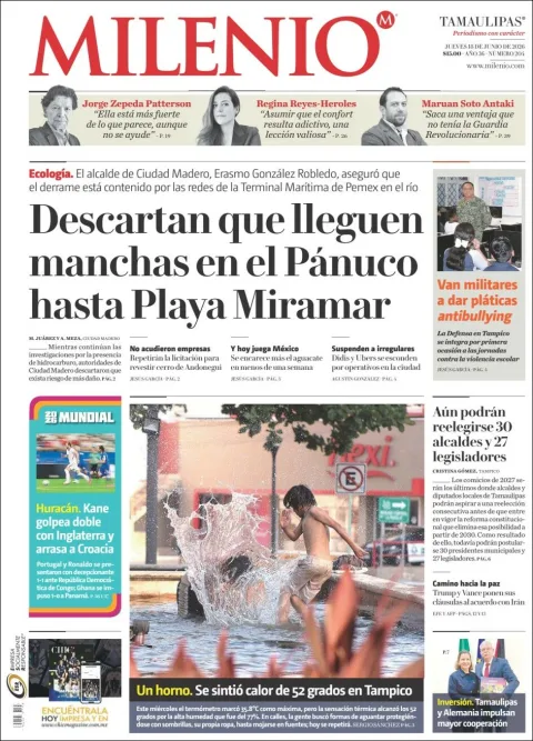 Portada de Milenio Tamaulipas del jueves, 18 de junio de 2026