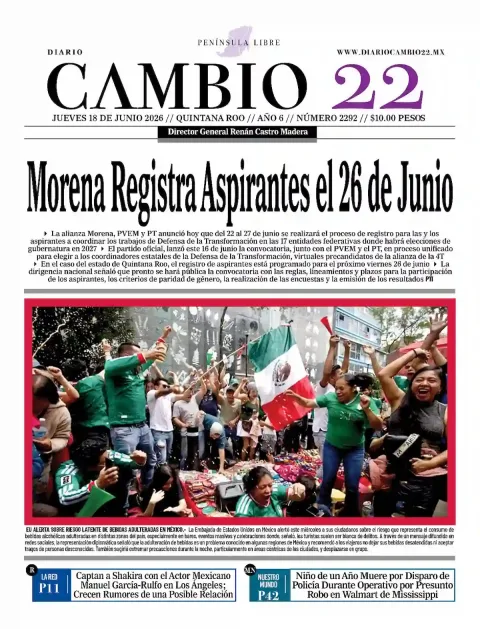 Portada de Diario Cambio 22 (contraportada)