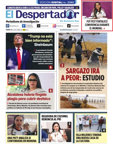 Portada de El Despertador de Quintana Roo del viernes, 19 de junio de 2026