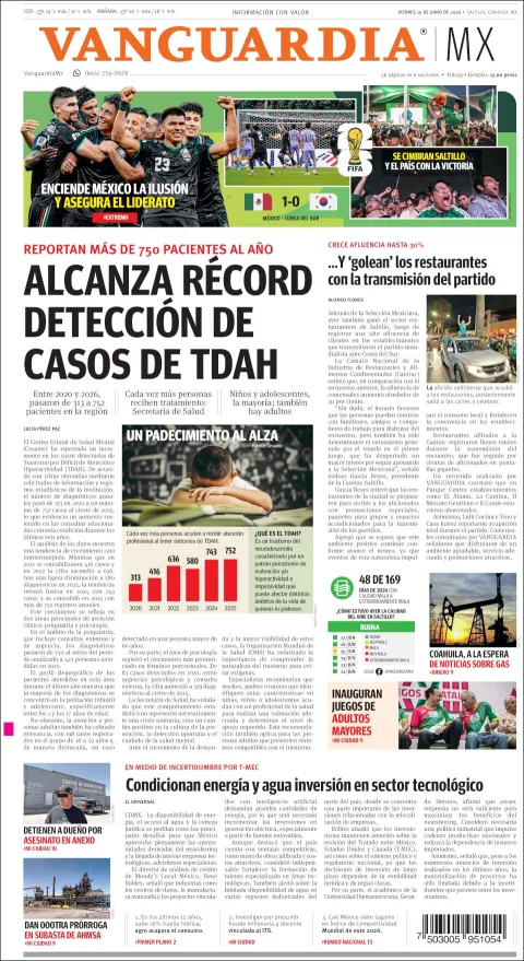 Portada de Vanguardia del viernes, 19 de junio de 2026