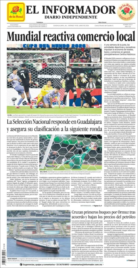 Portada de El Informador del viernes, 19 de junio de 2026