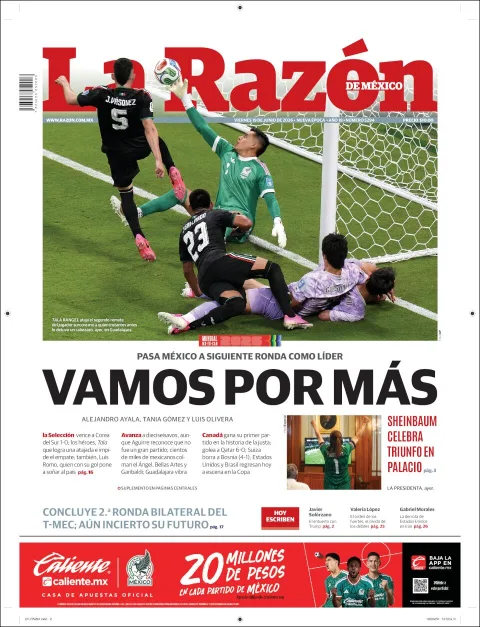Portada de La Razon del viernes, 19 de junio de 2026
