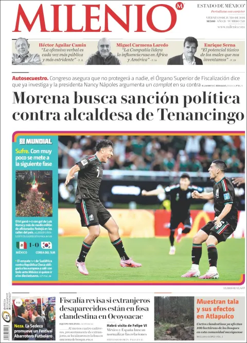 Portada de Milenio Edo de Mexico del viernes, 19 de junio de 2026