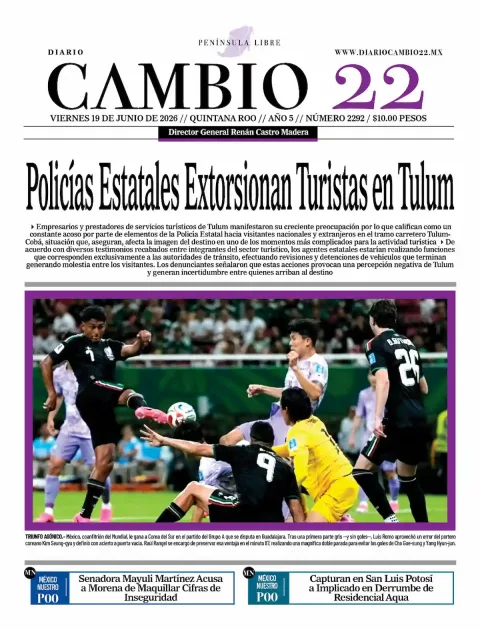 Portada de Diario Cambio 22 (portada) del viernes, 19 de junio de 2026