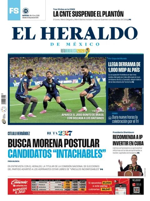 Portada de El Heraldo de Mexico del sábado, 20 de junio de 2026