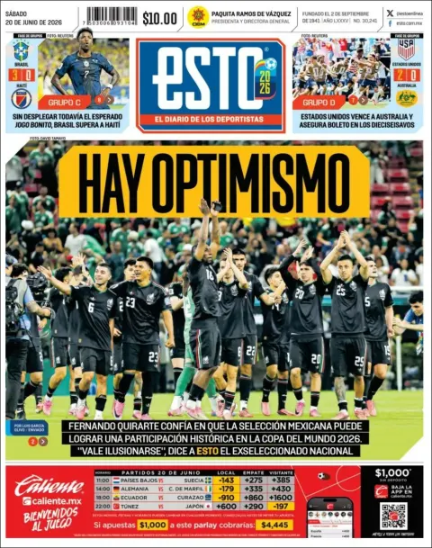 Portada de Esto del sábado, 20 de junio de 2026