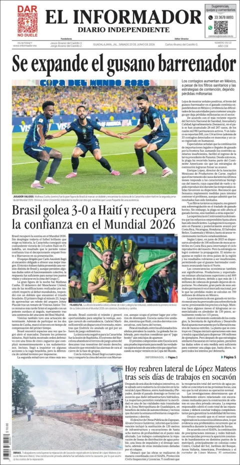Portada de El Informador del sábado, 20 de junio de 2026