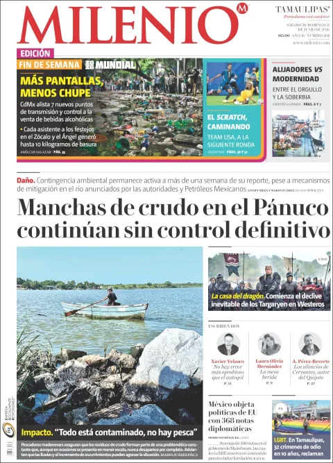 Portada de Milenio Tamaulipas del sábado, 20 de junio de 2026