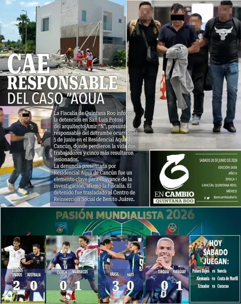 Portada de En Cambio - Quintana Roo (portada) del sábado, 20 de junio de 2026