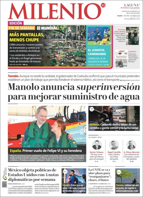 Portada de Milenio Laguna del sábado, 20 de junio de 2026