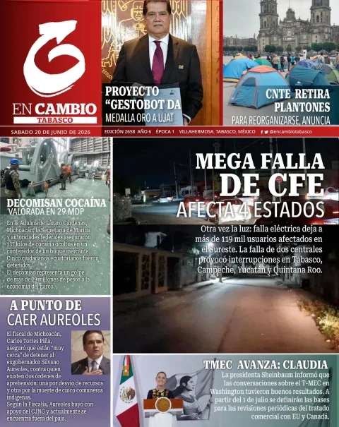 Portada de En Cambio - Tabasco (portada) del sábado, 20 de junio de 2026