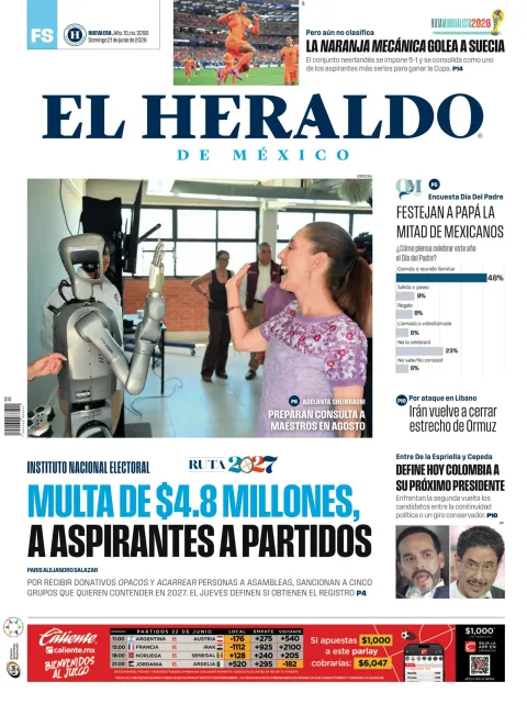 Portada de El Heraldo de Mexico del domingo, 21 de junio de 2026