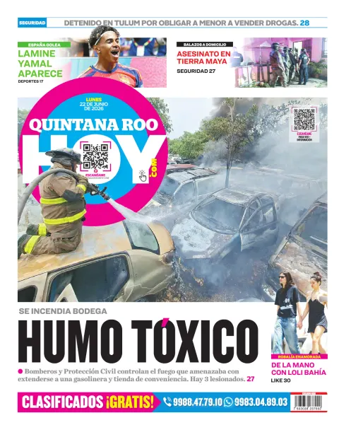 Portada de Quintana Roo Hoy (contraportada)
