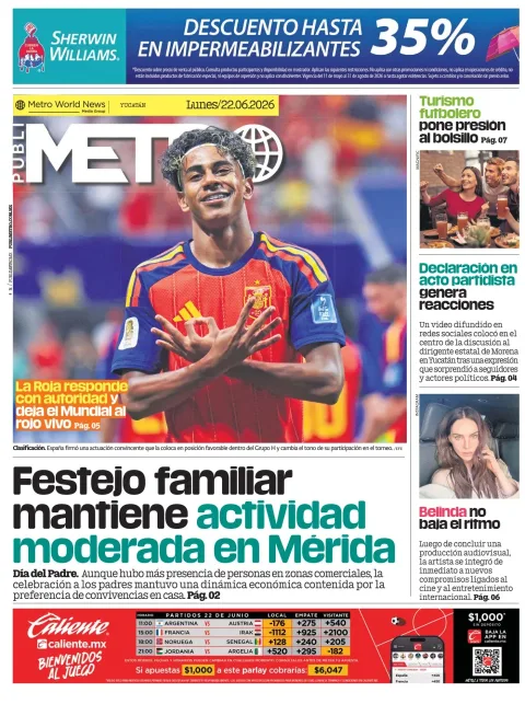 Portada de Publimetro Merida del lunes, 22 de junio de 2026
